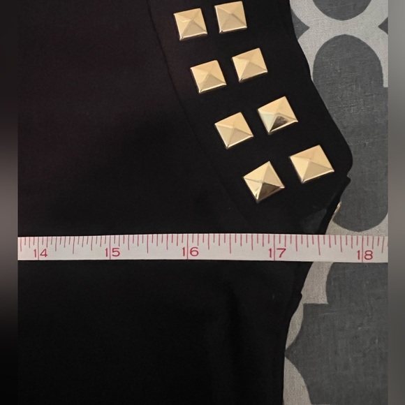Micheal Kors Studded Sheath Dress XL black with gold  studded trim w/ side slit - Picture 5 of 8